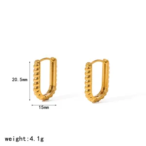 Detailed dimensions of vintage twisted hoop earrings in 18k gold plated steel.