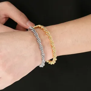 Bracelets corde torsadée en acier inoxydable pour hommes et femmes en or et argent