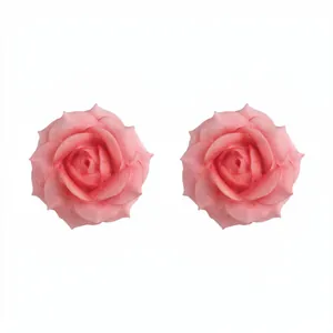 Elegant pink resin rose flower stud earrings with S925 silver needles for daily wear