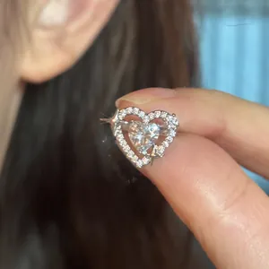 Korean Minimalist Copper Zirconia Heart Star Ear Cuff Non Pierced Earring For Women Gold Silver Aesthetic Jewelry Gift