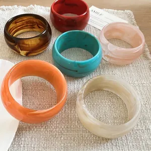 Juego de pulseras de acrílico retro con patrones jaspeados únicos en varios colores