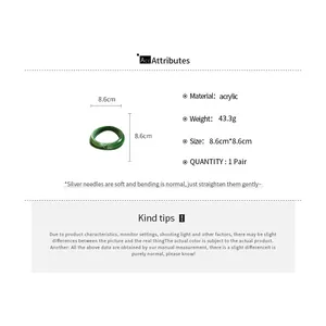 Detailed specifications and measurements for green marbled acrylic irregular geometric bracelet