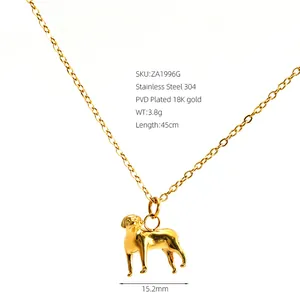 Collier en acier inoxydable plaqué or 18 carats avec pendentif chien Labrador
