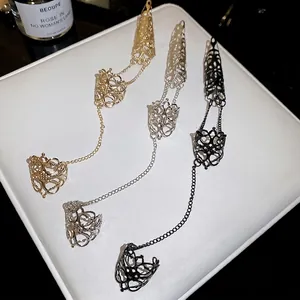 Gothische uitgeholde metalen ketting vingerarmband met conisch nagelring ontwerp