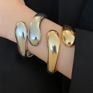 Brazalete de Gota de Agua Retorcido Minimalista Francés para Mujer Aleación Galvanizada Oro Plata Joyería de Moda