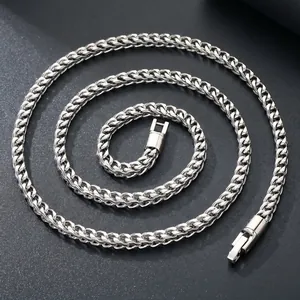 Close-up detail of the 5mm stainless steel wheat chain showing rotating jewelry clasp