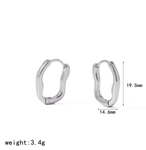 Detailed view of silver irregular pleated hoop earrings with dimensions and weight specs.