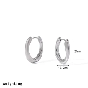 Chunky pleated stainless steel hoop earrings in silver, size 21mm x 17.7mm, weight 6g.