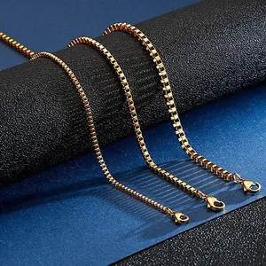 Minimalist Stainless Steel Box Chain Necklace For Men Women Gold Silver Plated Basic Clavicle Link Chain DIY Jewelry Accessories