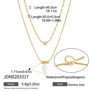Detaillierte Spezifikationen der doppellagigen 18k vergoldeten Edelstahlmuschelkette