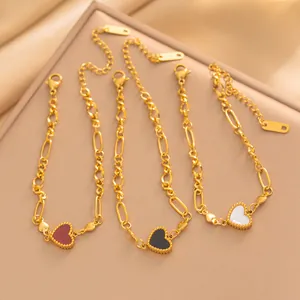 Vergoldetes Titanstahl Herz Büroklammer Kette Armband Für Damen Mode Nicht Verblassender Schmuck Valentinstag Geschenk