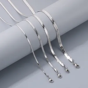 Sleek silver stainless steel snake blade chain necklaces for women available in 2mm to 5mm widths