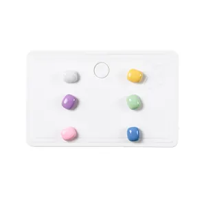 Set of six pairs of colorful minimalist geometric square stud earrings for women