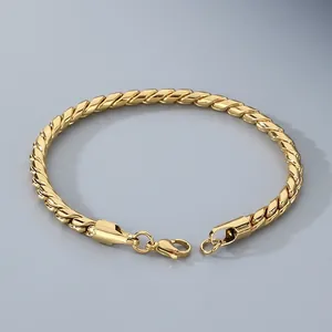 Minimalist golden twisted dragon bone chain bracelet made of durable stainless steel