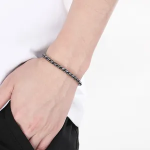 Minimalist stainless steel dragon bone chain bracelet with vintage silver finish for men