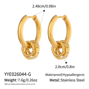 Orecchini a cerchio in oro acciaio inox con dettagli su dimensioni e peso.