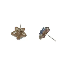 Sparkling crystal star stud earrings with elegant silver-tone finish