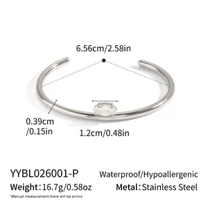 Gedetailleerde afmetingen van marquise roestvrijstalen open armband met gewicht en materiaal