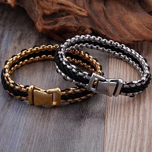 Hip Hop Herren Titan Stahl Nylon Geflochtenes Armband American Street Industrial Style Box Chain Armband Schmuck