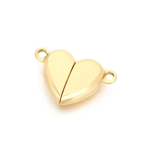 Chiusura magnetica a forma di cuore in oro lucido per gioielli in acciaio inossidabile