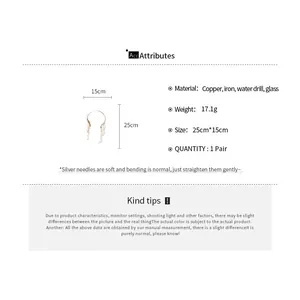 Detailed specifications and size chart for the angel wing crystal tassel choker necklace
