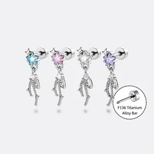 Nischen Designer Stern Zirkonia Weizenähre Quaste Knorpel Helix Stecker Titanlegierung Stab Für Damen Herren