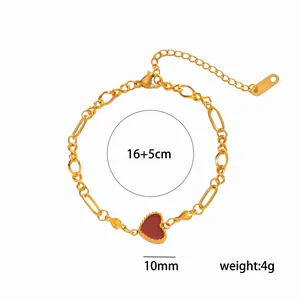 Vergoldetes Herzarmband aus Edelstahl mit 16+5cm Länge und 10mm Anhängergröße