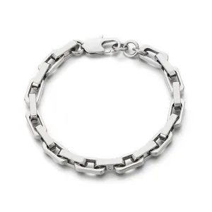 Pulsera moderna para hombre de acero inoxidable con eslabones cuadrados gruesos y cierre