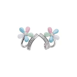 Elegant floral bracelet with colorful resin petals and sparkling cubic zirconia stones
