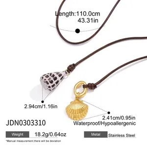 Detailed specifications of waterproof stainless steel shell pendant necklace with size data