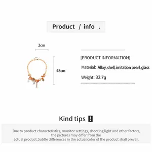 Détails du collier coquillage et étoile de mer avec infos de taille et de poids