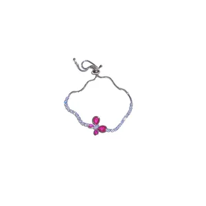 Sparkling silver butterfly zircon bracelet with adjustable closure for elegant daily wear
