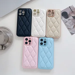 Quilted puffer style leather phone case for iPhone 16 Pro Max in five elegant colors