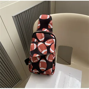 Compact nylon chest bag featuring a stylish American football pattern for daily use.
