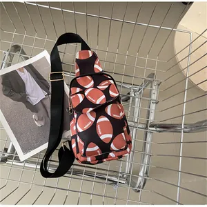 Women's nylon chest bag with American football print in a shopping cart