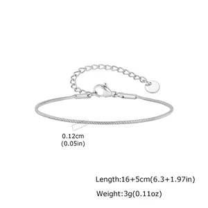 Detailed size and weight specs for the stainless steel snake chain bracelet.