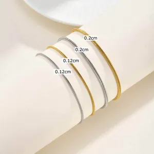 Minimalist Stainless Steel Snake Chain Bracelet For Women Fashion Elegant Gold Silver Plated Round Adjustable Jewelry Gift
