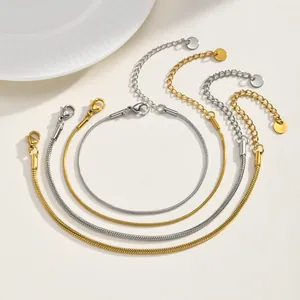 Elegant stainless steel round snake chain bracelets in gold and silver tones for women