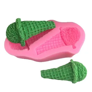 Detailed 3D ice cream cone silicone mold for DIY baking and dessert decorating tools