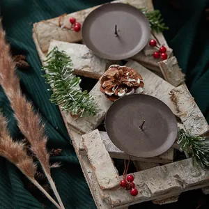Rustic Nordic style wooden candle holder with white birch base for Christmas home decor