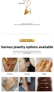 Technical specifications for heart pendant necklace with 18K gold plated jewelry details.
