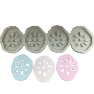 4-cavity silicone lotus root slice mold for DIY chocolate, fondant, and resin crafts