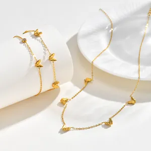 Élégant Collier Papillon en Acier Inoxydable Plaqué Or Ras du Cou avec Strass pour Femmes Accessoire Bijoux Style Ins