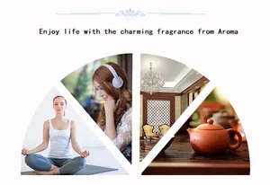 Lifestyle scenes for yoga, meditation and tea rituals with calming aromatherapy fragrance