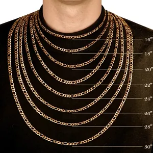 Stainless steel gold Figaro chain necklace in multiple lengths from 16 to 30 inches