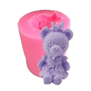 3D Girl Teddy Bear Pink Silicone Mold for Fondant Cake Decorating and Handmade Candle Making