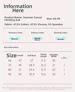 Guide complet des tailles et détails du tissu pour la barboteuse d'été pour bébé