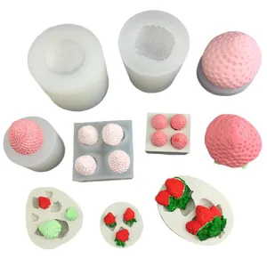 Strawberry silicone mold set for DIY cake decoration and candle making crafts
