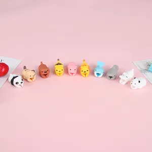 Set of cute colorful cartoon animal cable protectors for phone charger data cables