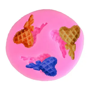 Pink mini heart bow silicone mold for DIY chocolate candy and cake baking decoration